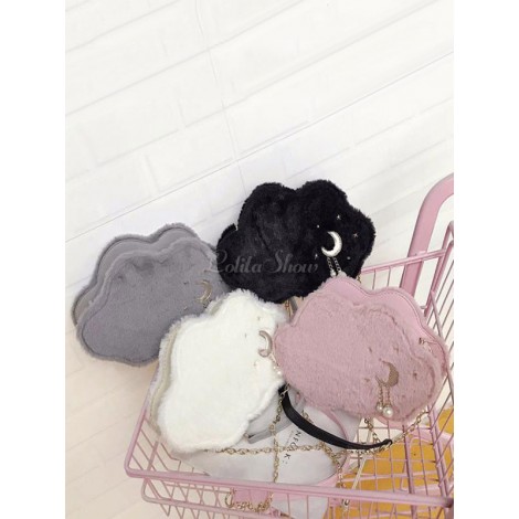 スウィートロリータショルダーバッグフェイクファースターレットムーンパールロリータチェーンバッグ