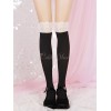 黒ロリータタイツレースニーハイソックスベルベットツートンカラーロリータアクセサリー