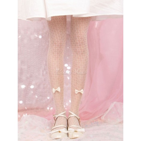 ホワイトロリータストッキングカット弓パンストベルベットロリータアクセサリー