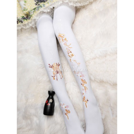 ベルベットロリータストッキングさくらロードプリント120 Dロリータパンスト