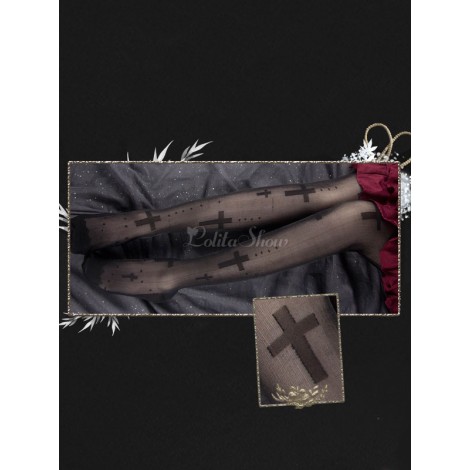 ゴシックロリータストッキングマリアジャカードレーヨンニーハイソックス