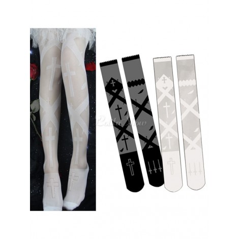 ゴシックロリータストッキングクロスレーヨンロリータニーハイソックス