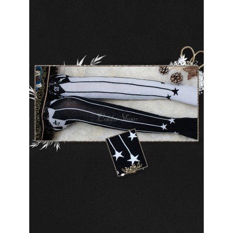 スタープリントレーストリム120Dロリータニーハイソックスの古典的なロリータタイツトラック