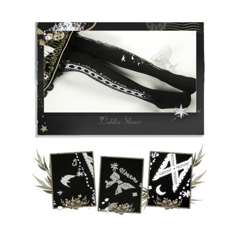 ライトプリントロリータストッキングの下のベルベットロリータパンストグラス