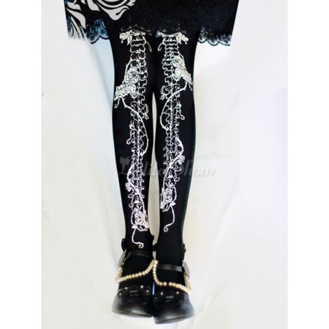 ロリィタ靴下　アクセサリー　お茶会　プリント付き　プリント柄　ゴシック