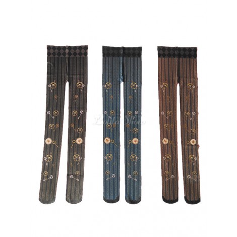 ロリィタ靴下　プリント柄　プリント付き　スチームパンク　シフォン　お茶会　アクセサリー