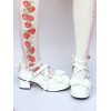 ロリィタフットウェア　ホワイト　リボン柄　PU　丸いつま先　チャンキーヒール　ストリートウェア
