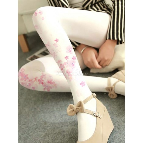 白ロリータストッキングサクラベルベット480D冬ロリータパンティーストッキング