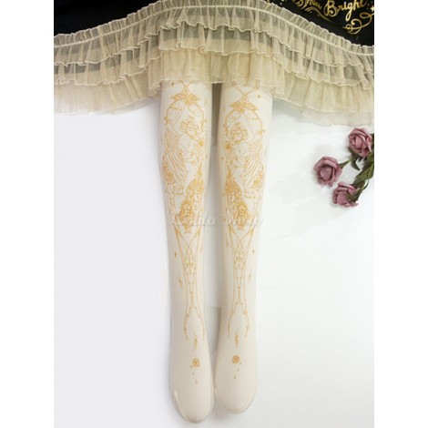 ホワイトロリータストッキングリトルエンジェルホットスタンピングベルベットロリータパンティーストッキング
