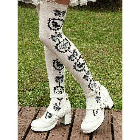 ロリィタ靴下　ブラック　ソックス　カジュアル　動物柄　スウィート