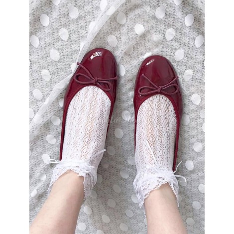 ホワイトロリータソックスボウレースロリータアクセサリー