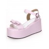 スウィート靴　ロリィタサンダル　プラットフォームシューズ　アンクルストラップ　リボン　可愛い