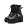 スチームパンクロリータブーツブラックラウンドトゥPUレザーロリータ靴