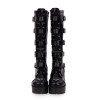 スチームパンクロリータブーツPUレザーラウンドトゥブラックロリータシューズ