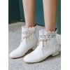 古典的なロリータアンクルブーツパールレースホワイトパピーヒールロリータブーティー