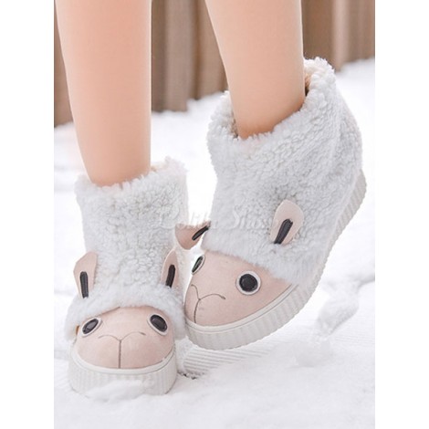 スウィートロリータブーティースエードシープデザインウールライニングロリータスノーブーツ