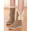 クラシックロリータブーツボウぬいぐるみライニングヌバックロリータスノーブーツ