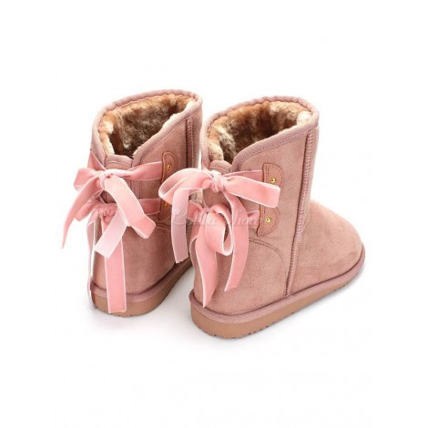 甘いロリータ冬のBootsnubuckハイトップ弓のピンクロリータの雪のブート