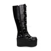 ゴシックロリータブーツメタルバックルジッパーグロメットレースアッププラットフォームブラックロリータシューズ