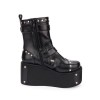 パンクロリータブーツリベットメタリックバックルプラットフォームブラックロリータシューズ
