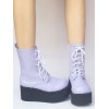 ロリータブーツ　プラットフォーム　パープル　7cm　丸いつま先　PU