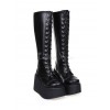 ストリート ウエアの黒い PU の革プラットフォーム ロリィタ ブーツ