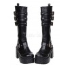 ロリータブーツ　プラットフォーム　ブラック　ハイヒール　丸いつま先　PU