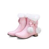 スウィートロリータブーツポンポンポンボウラウンドトゥピンクロリータスノーブーツ
