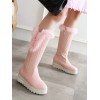 スウィートロリータブーツPUレザー毛皮のようなダイヤモンドパターンラウンドトゥピンクロリータフットウェア