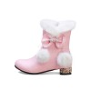 スウィートロリータブーツポンポンポンボウラウンドトゥピンクロリータスノーブーツ