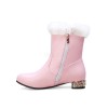 スウィートロリータブーツポンポンポンボウラウンドトゥピンクロリータスノーブーツ