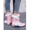 スウィートロリータブーツポンポンポンボウラウンドトゥピンクロリータスノーブーツ