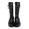 ゴシックロリータブーツリベットグロメットバックルレースアップジッパープラットフォームブラックロリータシューズ