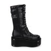 ゴシックロリータブーツリベットグロメットバックルレースアップジッパープラットフォームブラックロリータシューズ
