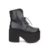 ゴシックロリータブーツレースアッププラットフォームPUブラックロリータミッドカーフブーツ