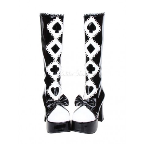 ロリータブーツ　プラットフォーム　ブラック　9.5cm　スクエアトゥ