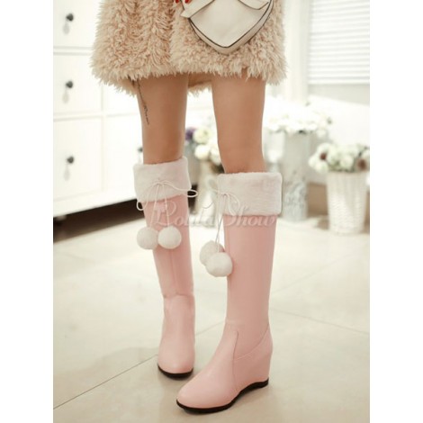 ロリータブーツ　ウェッジソール　PU　丸いつま先