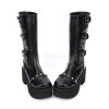 ロリータブーツ　ブラック　プラットフォーム　丸いつま先　8cm　PU
