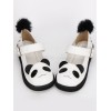 甘いロリータ シューズ ブラック黒の毛皮で覆われたボールと白いパンダ メアリー ジェーン † プラットホームの靴