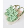 ロリィタ靴　ライトグリーン　チャンキーヒール　リボン柄　ハロウィン　可愛い　丸いつま先