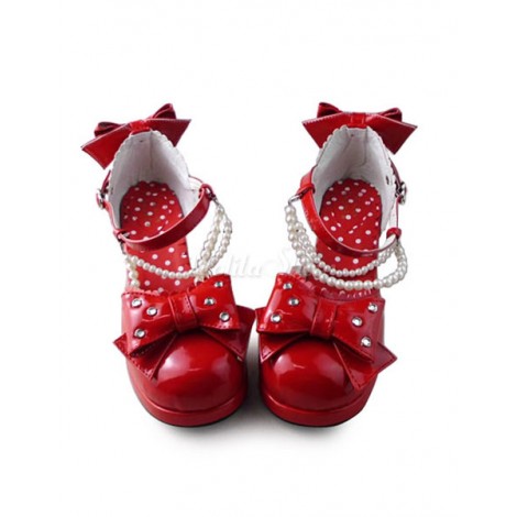 ロリィタ靴　パンプス　チャンキーヒール　丸いつま先　パーティー　可愛い