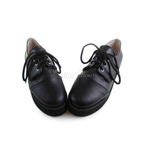 ロリィタシューズ　ブラック　プラットフォーム　プラットフォームシューズ　パーティー　可愛い　丸いつま先