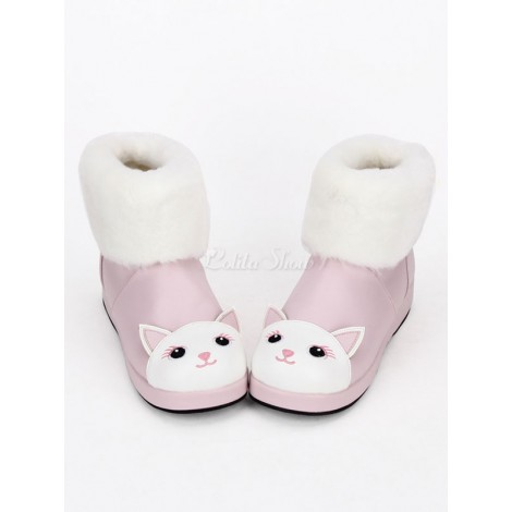 ロリィタフットウェア　動物柄　PU　丸いつま先　ウェッジソール