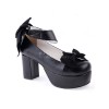 ロリィタシューズ　ブラック　チャンキーヒール　カジュアル　丸いつま先　PU