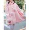 甘いロリータコートピンクの合成のオーバーコートコート冬ロリータアウター