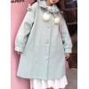 甘いロリータコートベビーブルーフリル合成オーバーコート冬のロリータアウター