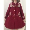 甘いロリータコートレッドフリルオーバーコート合成秋ロリータアウター