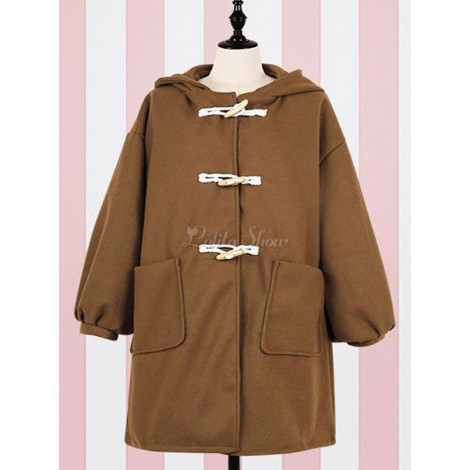 クラシックロリータコートカーキ合成オーバーコート冬ロリータアウター