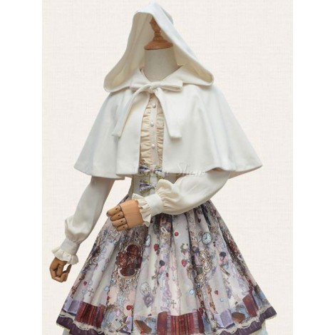 クラシックロリータポンチョホワイト合成秋ロリータアウター