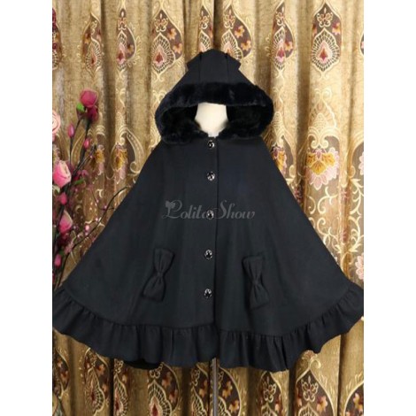 甘いロリータポンチョホワイト合成配管冬ロリータ生き抜く